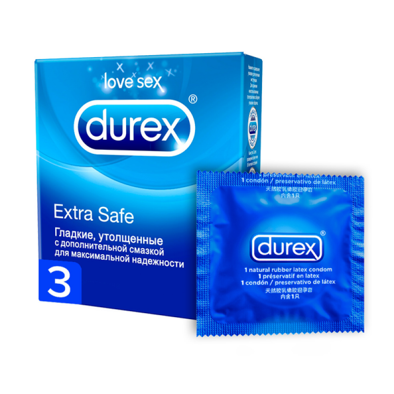 Презервативы Durex №3 Extra Safe плотные с дополнительной смазкой